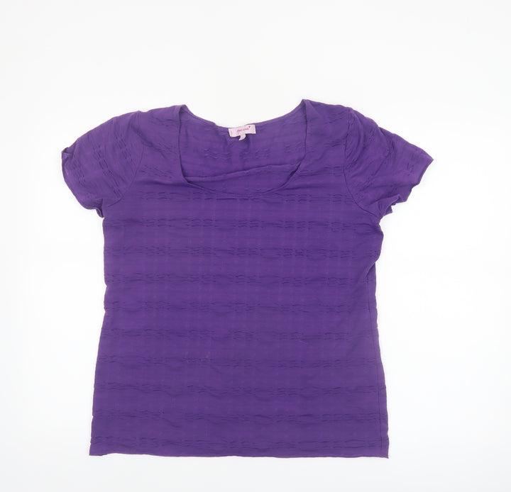 Marks and Spencer Per Una Women's Purple Size 16 Scoop Neck T-Shirt