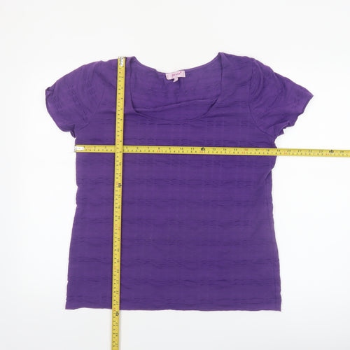 Marks and Spencer Per Una Women's Purple Size 16 Scoop Neck T-Shirt