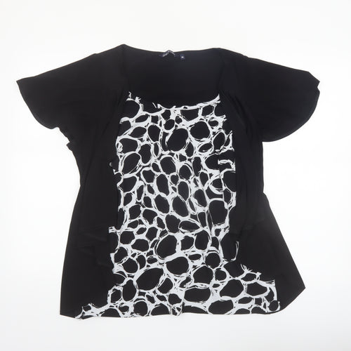 Sarah Hamilton Women's Black Geometric Tunic Blouse Size 16