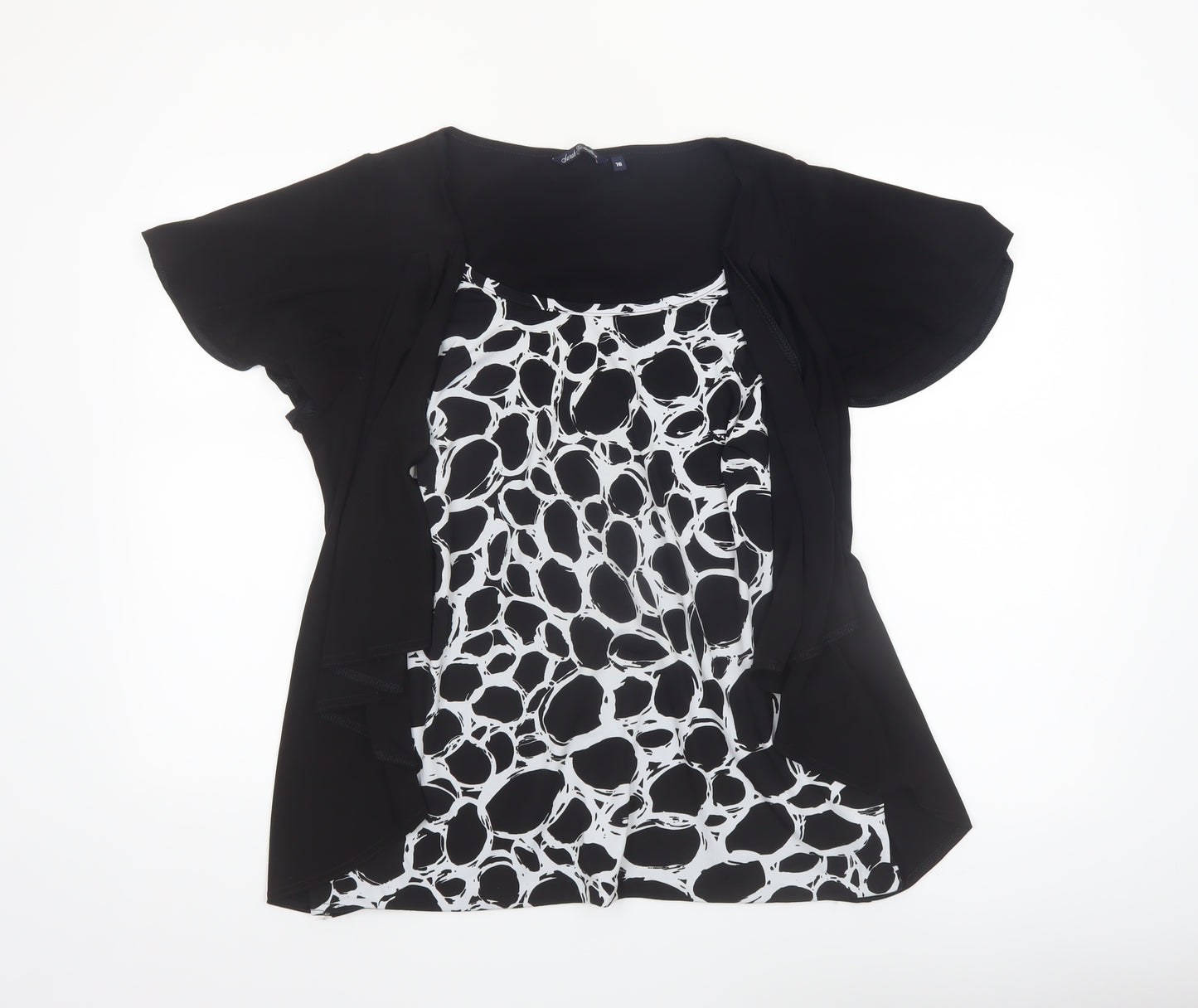 Sarah Hamilton Women's Black Geometric Tunic Blouse Size 16