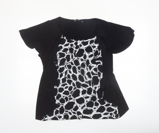 Sarah Hamilton Women's Black Geometric Tunic Blouse Size 16