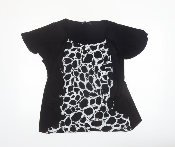 Sarah Hamilton Women's Black Geometric Tunic Blouse Size 16