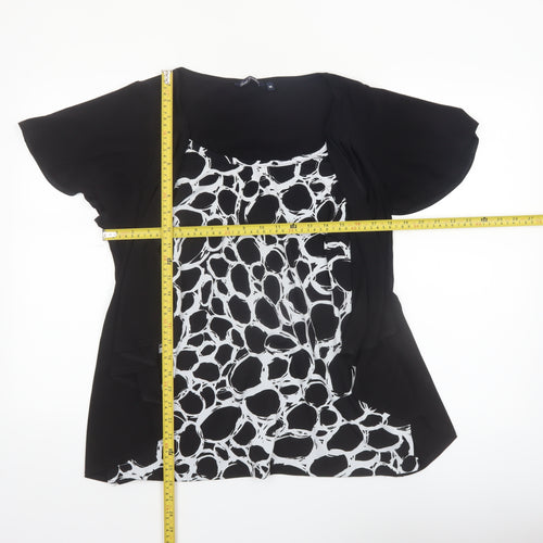 Sarah Hamilton Women's Black Geometric Tunic Blouse Size 16
