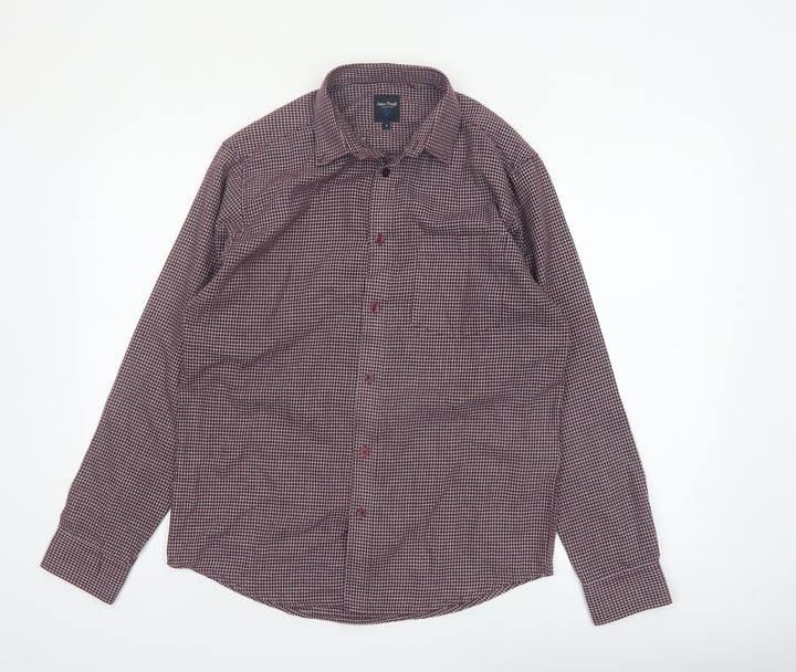 James Pringle Men's Red Check Button-Up Long Sleeve Shirt S