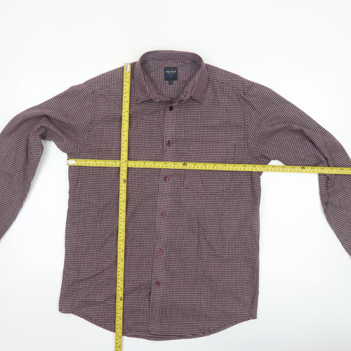 James Pringle Men's Red Check Button-Up Long Sleeve Shirt S
