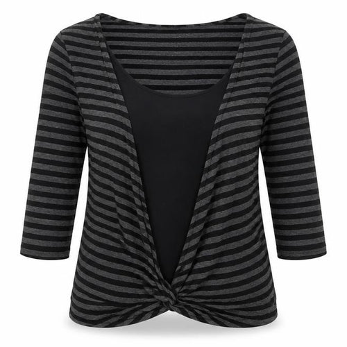 Wallis Womens Black Striped Wrap Jersey Top Size 18 3/4 Sleeve