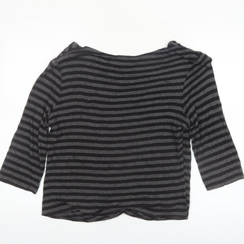 Wallis Womens Black Striped Wrap Jersey Top Size 18 3/4 Sleeve