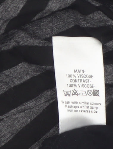 Wallis Womens Black Striped Wrap Jersey Top Size 18 3/4 Sleeve