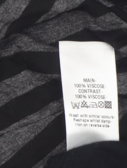 Wallis Womens Black Striped Wrap Jersey Top Size 18 3/4 Sleeve