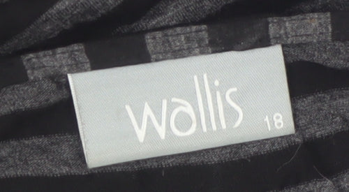 Wallis Womens Black Striped Wrap Jersey Top Size 18 3/4 Sleeve