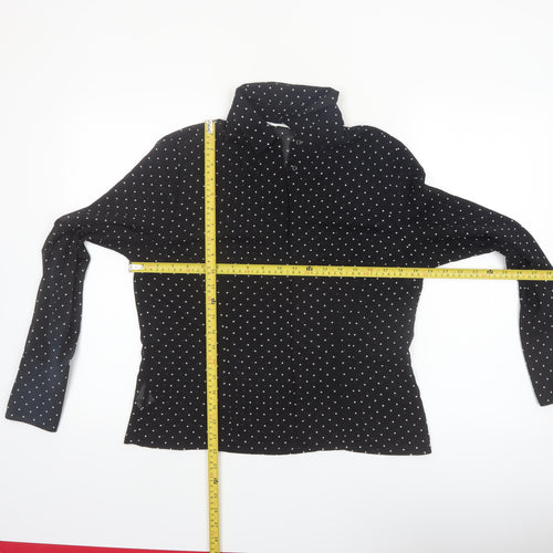 Amaranto Womens Black Polka Dot Long Sleeve Collared Blouse Size 14