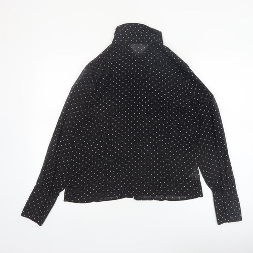 Amaranto Womens Black Polka Dot Long Sleeve Collared Blouse Size 14