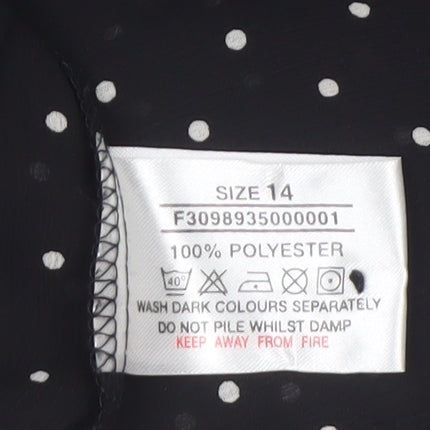 Amaranto Womens Black Polka Dot Long Sleeve Collared Blouse Size 14