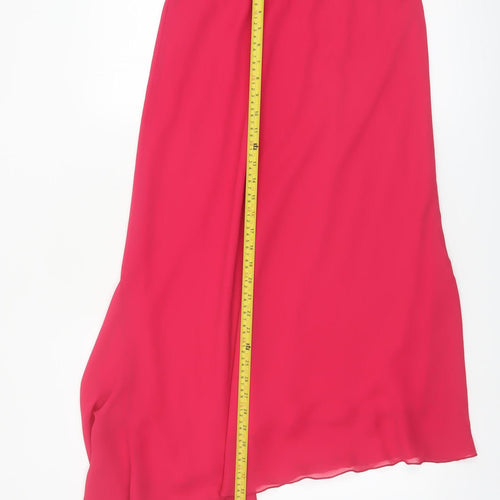 Kaleidoscope Women's Pink Asymmetric Midi Chiffon Skirt Size 16