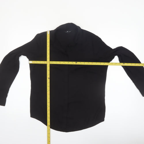 New Look Women's Black Long Sleeve Button-Up Chiffon Shirt Size 10