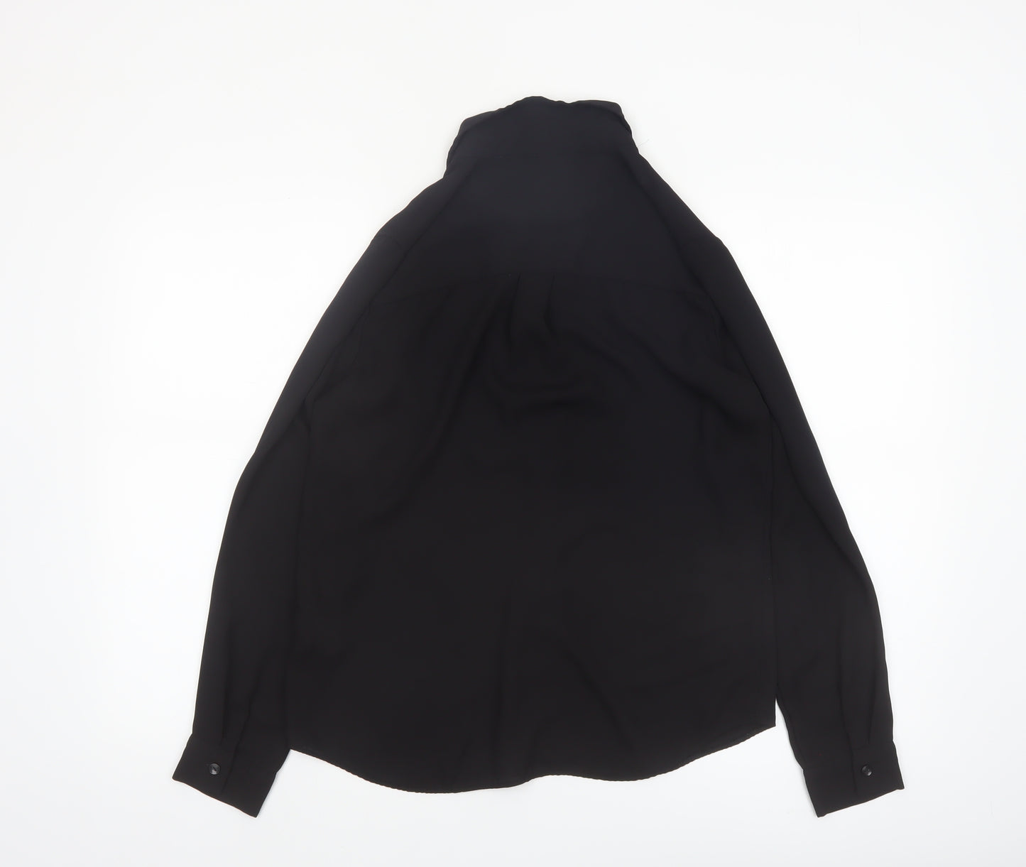 New Look Women's Black Long Sleeve Button-Up Chiffon Shirt Size 10