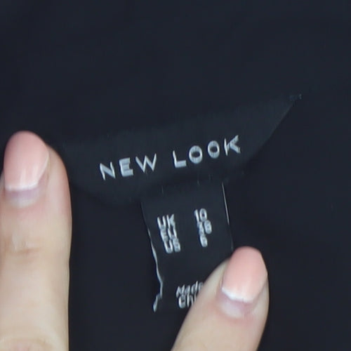 New Look Women's Black Long Sleeve Button-Up Chiffon Shirt Size 10