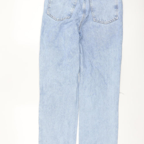 Primark Women Blue Size 8 High Rise Distressed Mom Jeans