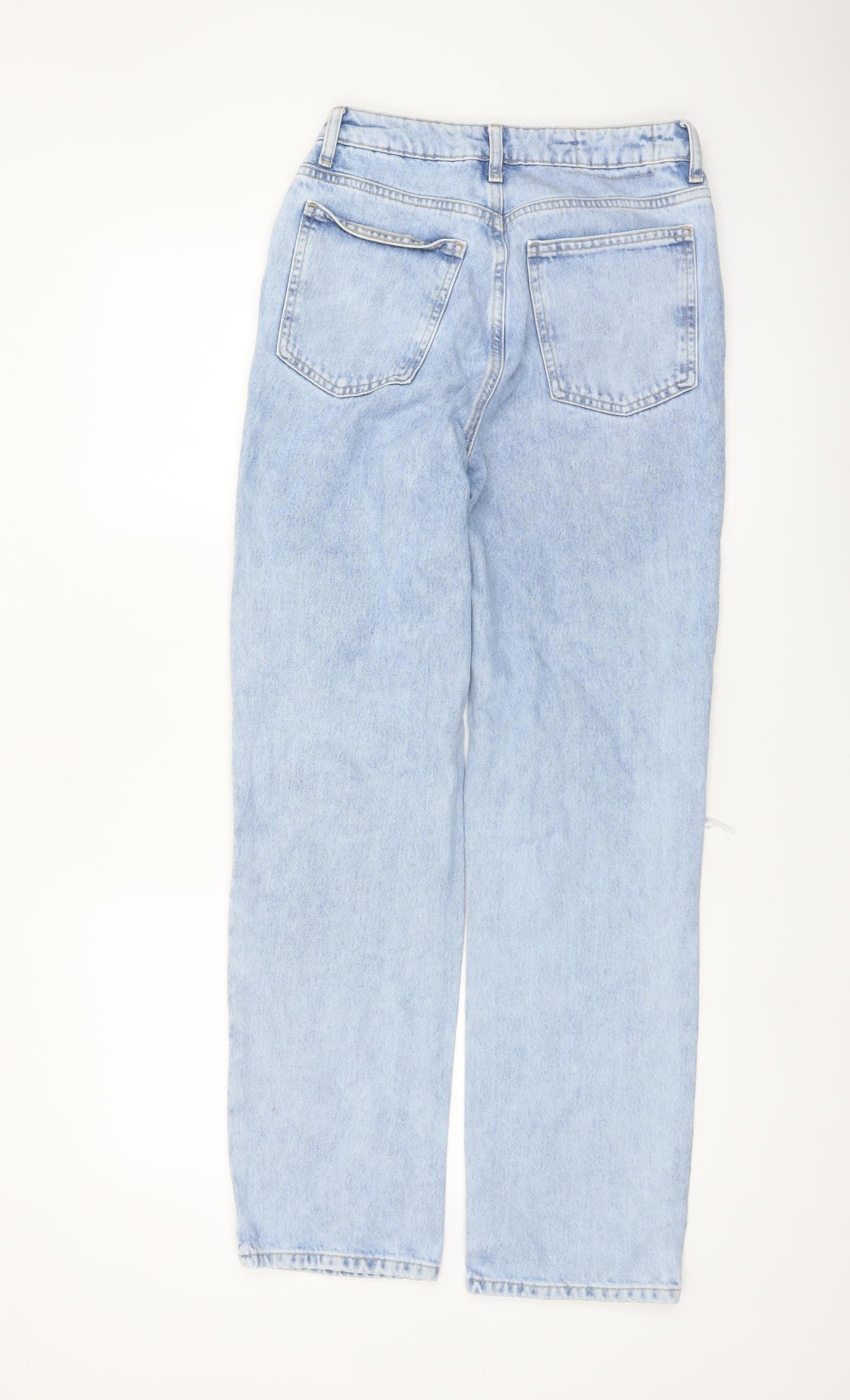 Primark Women Blue Size 8 High Rise Distressed Mom Jeans