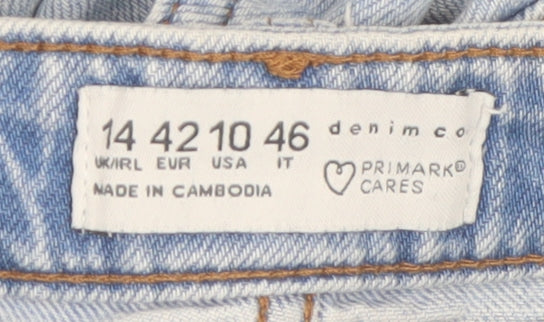 Primark Women Light Blue 14 Mom Jeans High Rise Denim