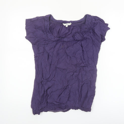 New Look Women’s Purple Viscose Tunic Blouse Size 12 Short Sleeve