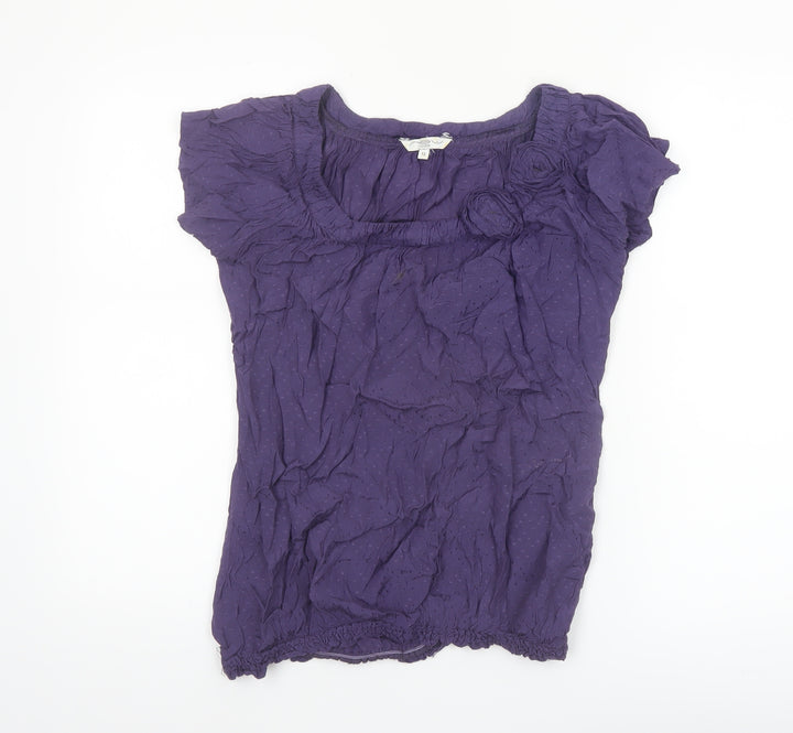 New Look Women’s Purple Viscose Tunic Blouse Size 12 Short Sleeve