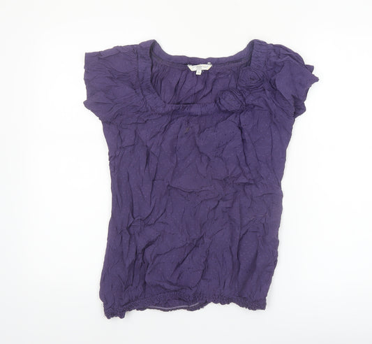 New Look Women’s Purple Viscose Tunic Blouse Size 12 Short Sleeve