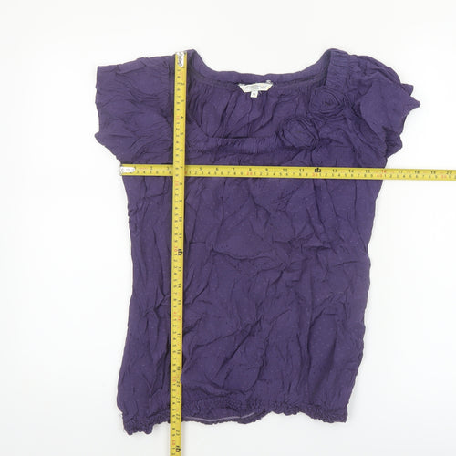 New Look Women’s Purple Viscose Tunic Blouse Size 12 Short Sleeve