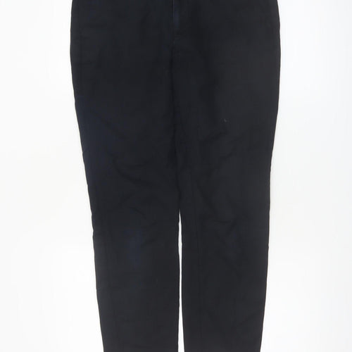 Zara Women Black Chino Trousers Size 10 Slim Fit Cotton Stretch