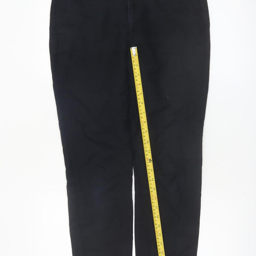 Zara Women Black Chino Trousers Size 10 Slim Fit Cotton Stretch