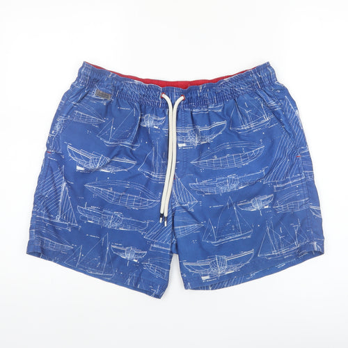 Marks and Spencer Men's Blue Nautical Print Swim Shorts Medium