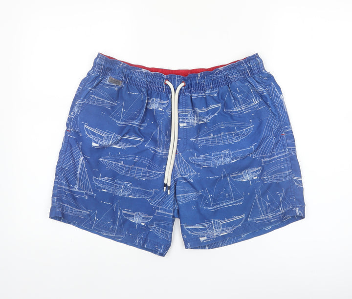 Marks and Spencer Men's Blue Nautical Print Swim Shorts Medium
