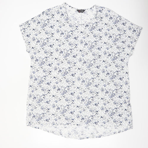 Yours Women's White Floral Viscose Stretch Plus Size 20 T-Shirt