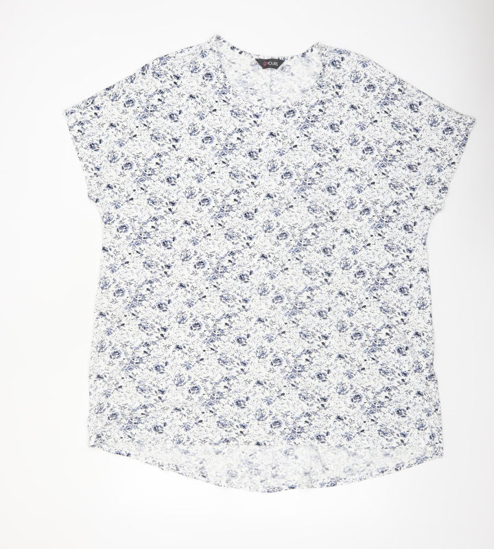 Yours Women's White Floral Viscose Stretch Plus Size 20 T-Shirt