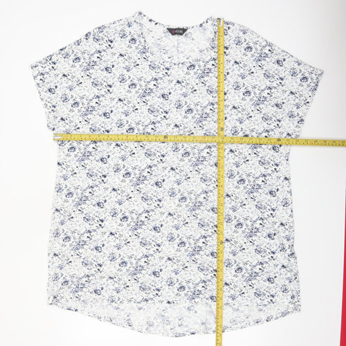 Yours Women's White Floral Viscose Stretch Plus Size 20 T-Shirt