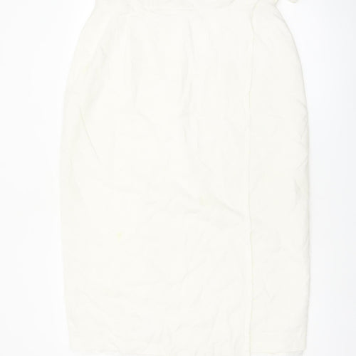 C&A Women Ivory Midi Wrap Skirt Linen Blend Size 18