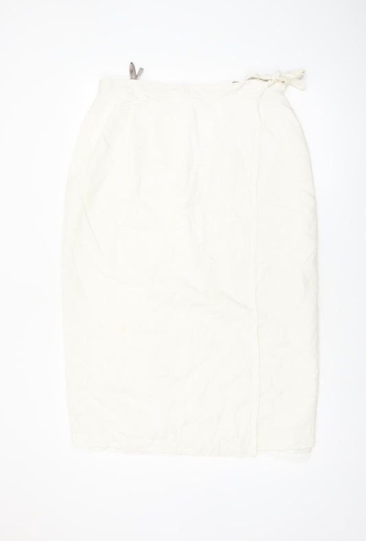 C&A Women Ivory Midi Wrap Skirt Linen Blend Size 18