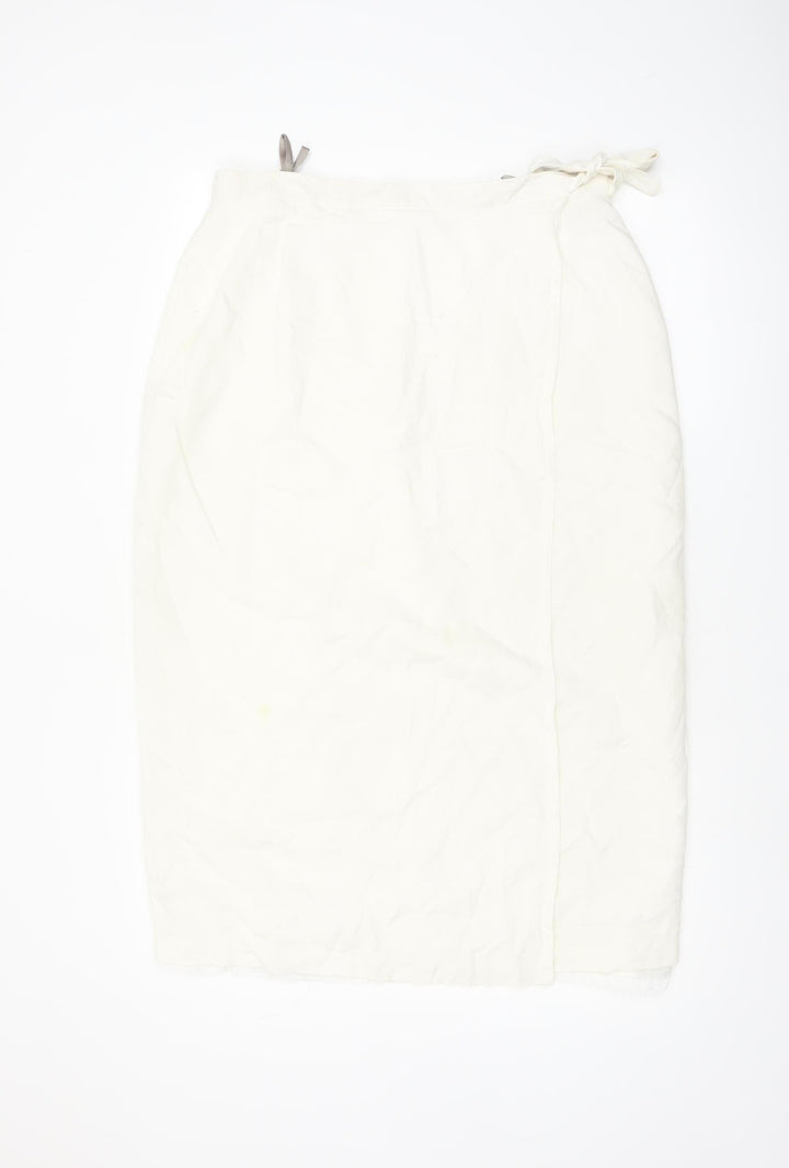 C&A Women Ivory Midi Wrap Skirt Linen Blend Size 18