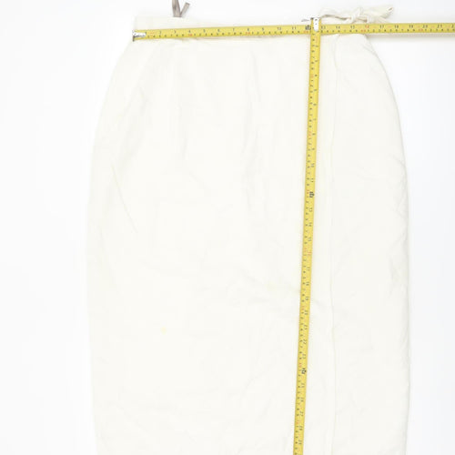 C&A Women Ivory Midi Wrap Skirt Linen Blend Size 18