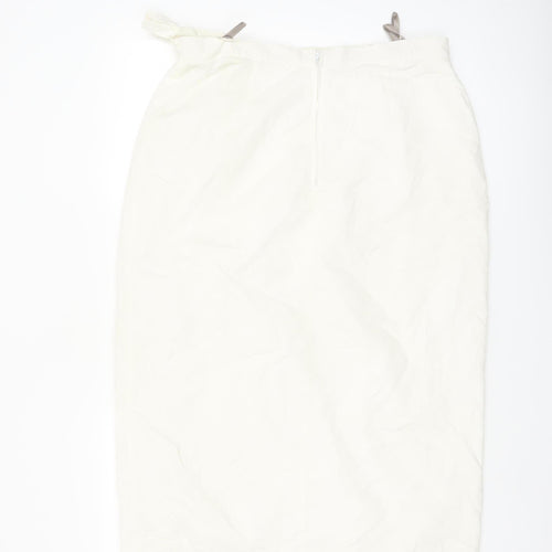 C&A Women Ivory Midi Wrap Skirt Linen Blend Size 18