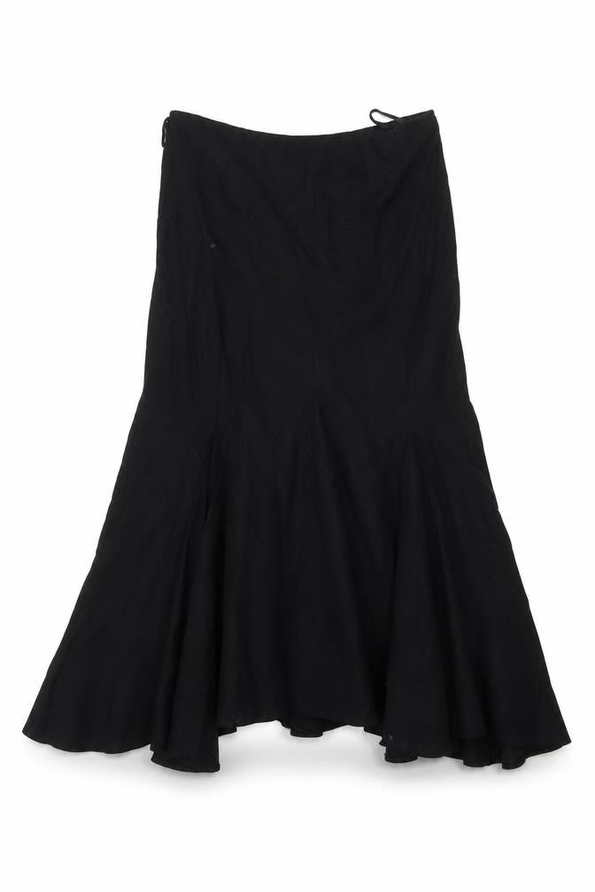 Wallis Women Black Linen Blend Flared Midi Skirt Size 12 Petite