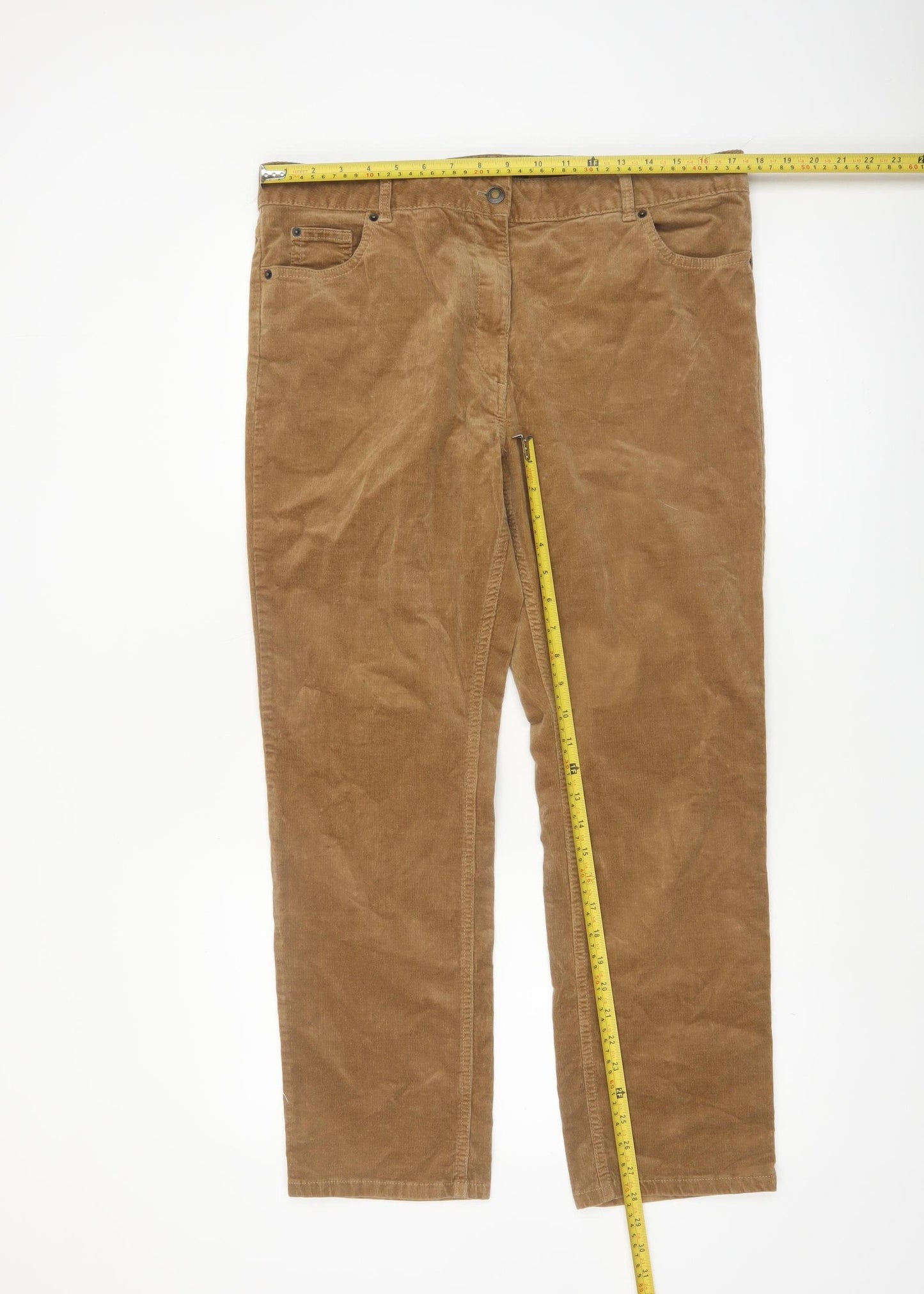 Marks and Spencer Women’s Brown Corduroy Chino Trousers Size 16 Short