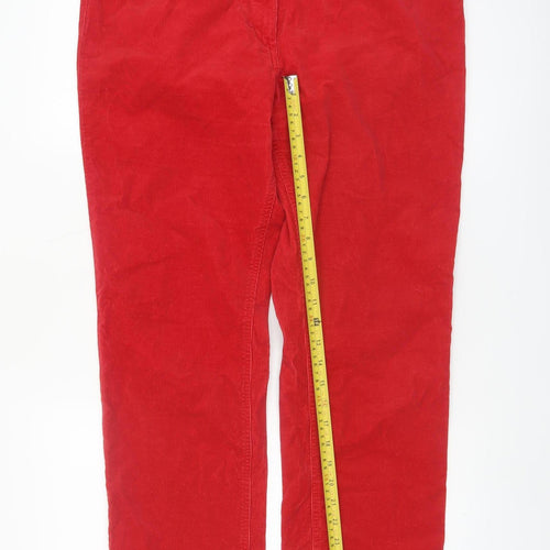 Marks and Spencer Women Bright Red Corduroy Trousers Size 16 Short