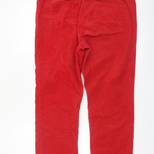 Marks and Spencer Women Bright Red Corduroy Trousers Size 16 Short