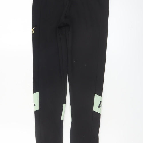 Puma Girls Black 13-14 Years Activewear Leggings with Logo Print