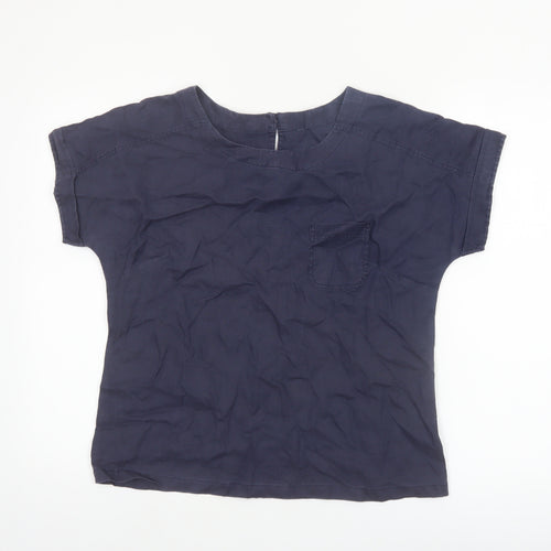 Marks and Spencer Women Blue Linen Short Sleeve Blouse UK 10