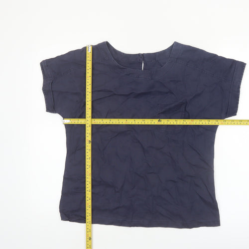 Marks and Spencer Women Blue Linen Short Sleeve Blouse UK 10