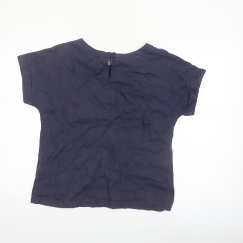 Marks and Spencer Women Blue Linen Short Sleeve Blouse UK 10