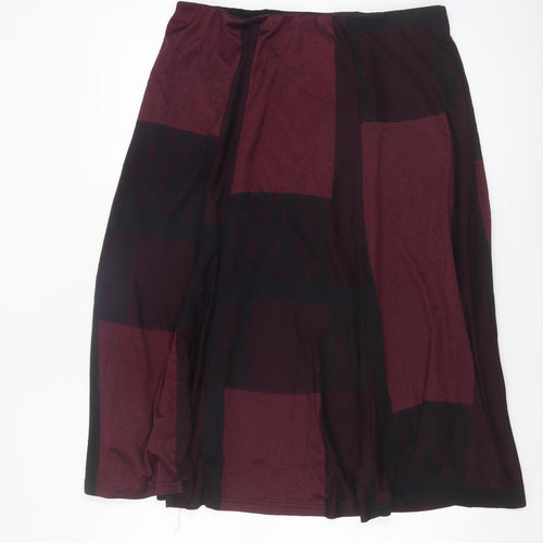 Anna Rose Women's Red Geometric Midi A-Line Skirt Size 14