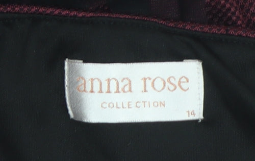 Anna Rose Women's Red Geometric Midi A-Line Skirt Size 14